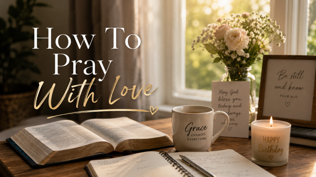 Morning prayer routine with Bible coffee and birthday candle