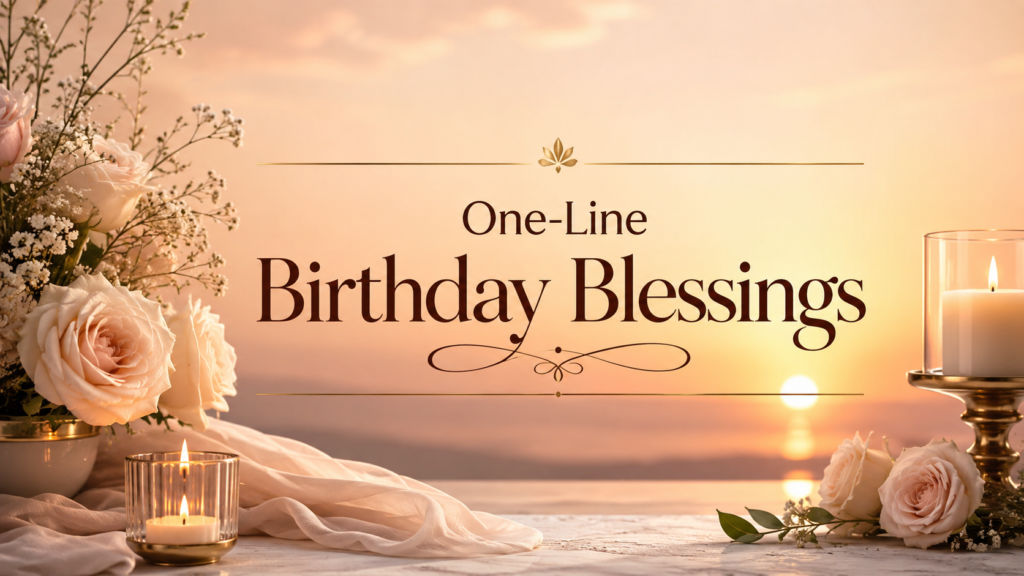Minimal one-line birthday blessings Pinterest style quote image
